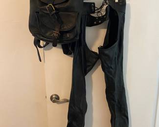 Leather chaps and Pouch 