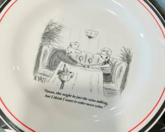 Vintage dessert plates by New Yorker, 2003 Cartoon Bank
