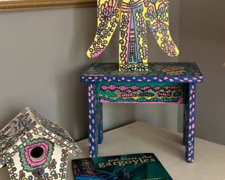 3 Original Folk Art pieces by Knox Wilkinson (angel and stool are sold)