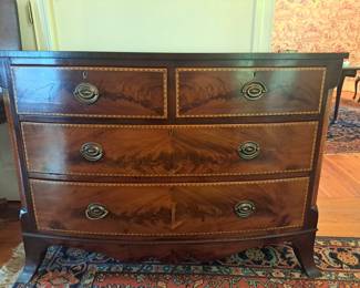 Early Antique Georgian Bowfront Inlaid Chest