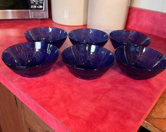 Cristal D'Arques-Durand Antique Saphire Blue Salad Bowls 6"