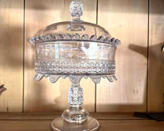 EAPG Wyandotte glass umbilicated hobnail compote, ca. 1880, very nice condition 13"H