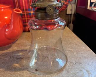 Small clear glass Plume & Atwood oil lamp base 6"