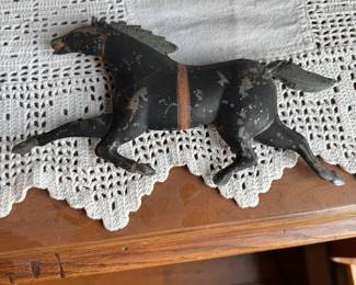 Antique tin running stallion, double-sided 8"L