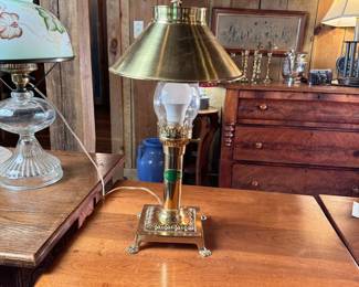 Orient Express reproduction brass table lamp 20"H x 13"W