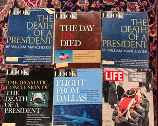Vintage Life 1965 Churchill Funeral and Look magazines from 1967 Kennedy death and funeral