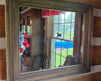 Mirror with wide wooden frame 28"H x 32"W