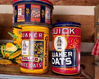 Reproduction oatmeal advertising tins