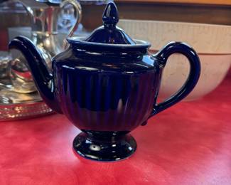 Hall Pottery cobalt blue teapot