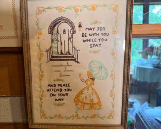 Needlepoint 'May joy be with you while you stay' 13" x 10"