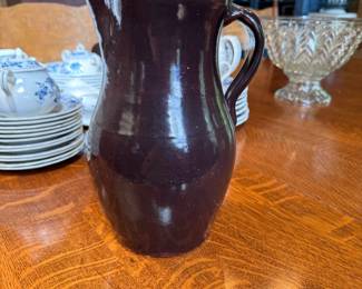 Brown glaze pitcher 10"H