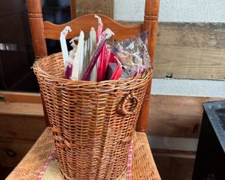 Basket with long taper candles