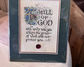 Calligraphy 'The Will of God...' by artist Kevin Dillon 10" x 8"