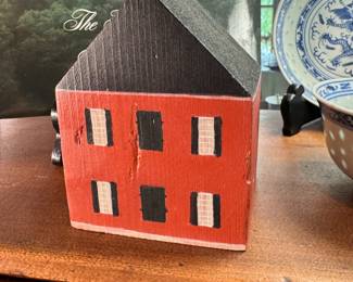 Priscilla's Antiques painted wood block house 4"W