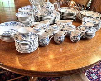 Large set of Nikko Ironstone Blue Bonnet china, minimal wear (there may be a few very minor chips or flaws)