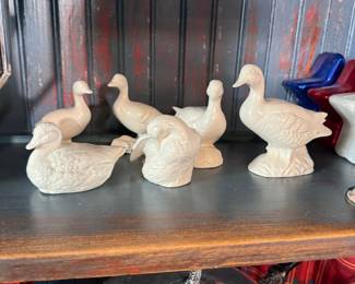 Group of vintage ceramic ducks and geese 2-3"H