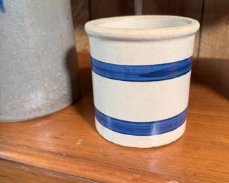 Blue-banded small crock 5"H
