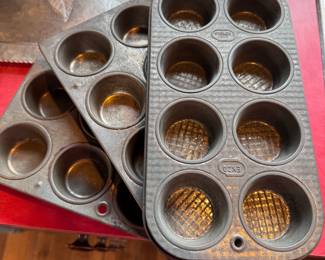 Vintage small muffin tins, one by Ecko