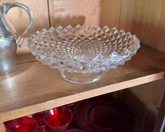 Westmoreland sawtooth clear glass low compote 10"W