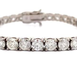 NEW! 13.12 Carat Natural Diamond Classic Tennis Bracelet in 14k White Gold - $55,671 Appraisal Included
