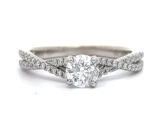 Diamond Solitaire & Infinity Symbol Pave Cathedral Ring in 14k White Gold
