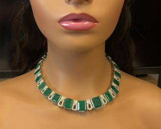 STUNNING! 184.51 Carat Emerald & Natural Diamond Necklace in 18k White Gold; $410,588 Appraisal Included - 108.20 GRAMS!
