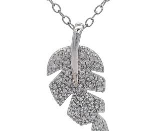 Pave Diamond Nature Leaf Pendant & Chain Necklace