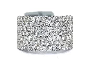 Brand New! 2.58 Carat Natural Diamond Seven Row Comfort Fit Ring in 18k White Gold