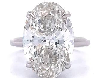 Massive, High Grade 10.03 Carat Diamond Solitaire Four-Prong Ring in 18k White Gold w/ Report