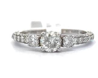 1.39 Carat G-Color Natural Diamond Three-Stone Ring in 18k White Gold