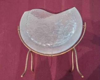 Round art glass base on copper stand