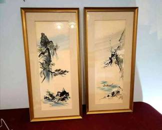 Pair of Tyrus Wong watercolors Summer Scholar and Winter Fisherman