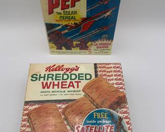 Kellogg's Space-Themed Cereal Boxes - PEP & Shredded Wheat - Vintage