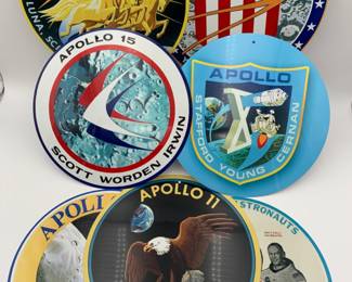 7 Apollo Mission Logo Signs - Aluminum - Unused
