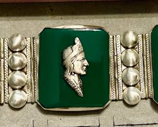 Huge Jade and sterling bracelet