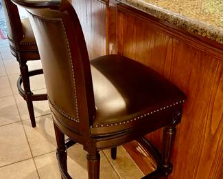 two bar chairs leather with rivets
