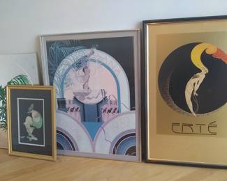 ART DECO COLLECTION HARRY WYSOCKI COPACABANA 1932 VINTAGE PRINT, RARE ERTE L'AMOUR MIRAGE EDITIONS COPYRIGHT 1979 GOLD AND BLACK PERIOD FRAME VISIBLE SCRATCHES TO NON GLARE PLEXIGLASS.  