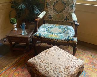 Handsome library chair in tapestry