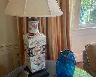 One of a pair - porcelain lamps