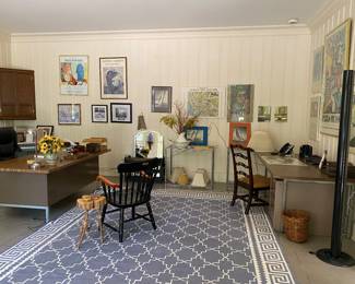 Full office with equipment 
: desks, file cabinets etc.