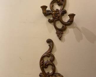 Pair carved sconces