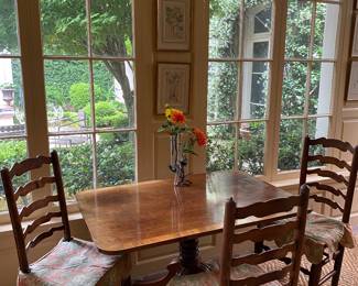 Lovely satin wood table and set of 6 French chairs (sold separately)