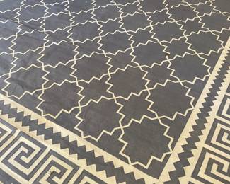 Large Dhurri rug in blue