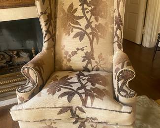 Handsome wing back in over the top designer fabric