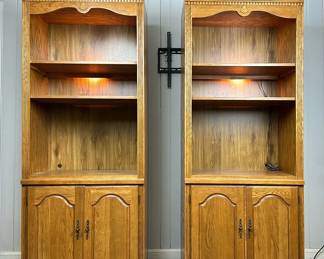Oak Lighted Bookshelves 