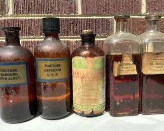 Vintage pharmaceutical tincture bottles