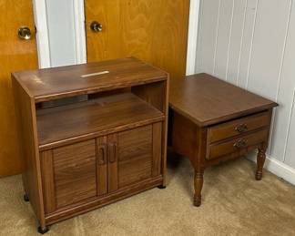 Side Table And Rolling Cabinet 