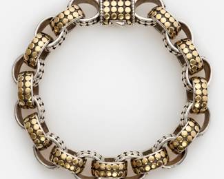 21. John Hardy Two Tone Link Bracelet from the Dot Collection in Sterling + 18k