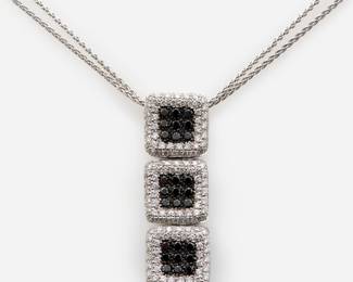 29. Italian 18k Diamond + Black Diamond Necklace 3+ctw