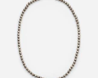 145. Silver Benchmade Bead Navajo Pearls Necklace